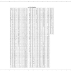 May include: A detailed electrical schematic diagram with a connector table. The diagram is predominantly black and white, featuring numerous rows and columns of text and data. The title "CONNECTOR TABLE" is at the top.