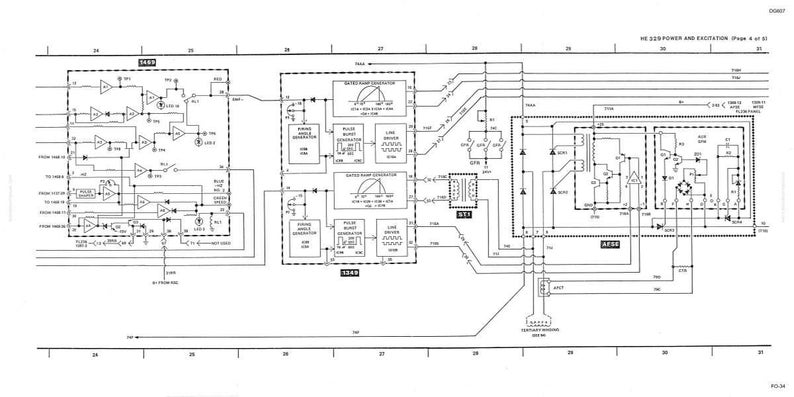 May include: A detailed black and white schematic diagram of an electronic circuit. The diagram includes various components, such as resistors, capacitors, and integrated circuits, interconnected by lines representing electrical pathways. Text labels identify different parts of the circuit.