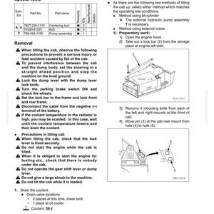 May include: Technical diagram with instructions for removing and installing an engine assembly. Includes diagrams, part numbers, and safety precautions. Features text and illustrations for mechanical procedures.