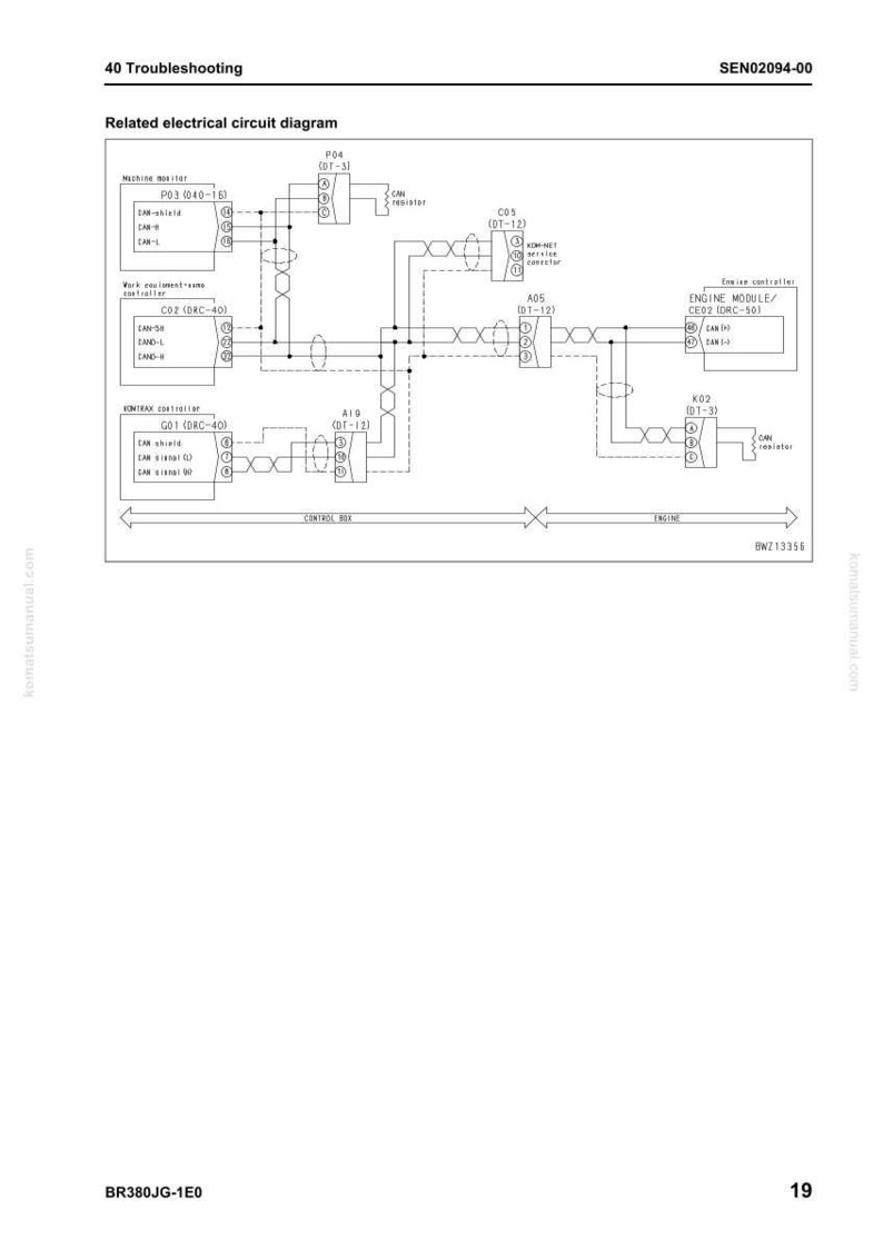 May include: Diagram of an electrical circuit with labels and connectors. The diagram includes text such as "40 Troubleshooting" and "Related electrical circuit diagram". The diagram is on a white background.