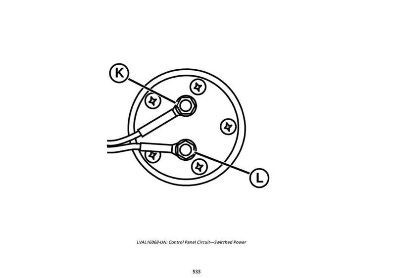 K&ouml;nnte beinhalten: Eine Schwarz-Wei&szlig;-Zeichnung eines Schalttafelkreises mit dem Text "LVAL 16068-UN: Control Panel Circuit-Switched Power". Die Zeichnung zeigt eine kreisf&ouml;rmige Komponente mit Schrauben, Dr&auml;hten und den markierten Punkten K und L.