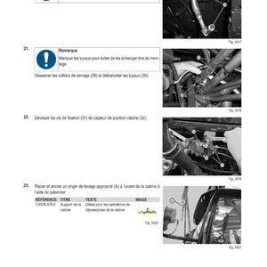 May include: Technical diagram with instructions in French. The image includes close-up photos of mechanical components, along with numbered steps and warnings. Text includes "M&Eacute;THODE D'INTERVENTION" and "Remarque".