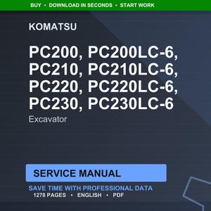以下が含まれることがあります： PC200、PC200LC-6、PC210、PC210LC-6、PC220、PC220LC-6、PC230、PC230LC-6モデルを含む、コマツ油圧ショベルのデジタルサービスマニュアル。マニュアルには1278ページの専門データが含まれています。