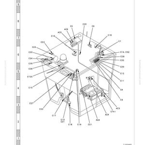 Op de afbeelding: Technisch diagram van een connectoropstelling, gelabeld met letters en cijfers. Het diagram bevat de tekst "Troubleshooting" en "Connector Arrangement Diagram".