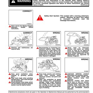 May include: A safety manual with the title "MAINTENANCE SAFETY" and warning symbols. The manual provides instructions and safety precautions for machinery maintenance, including warnings about potential hazards and proper procedures.