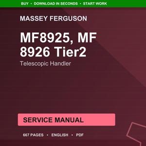 Massey Ferguson Mf8925 MF 8926 Tier2 Teleskoplader Bedienungsanleitung PDF | Werkstattreparatur | Sofort Download Bild 1