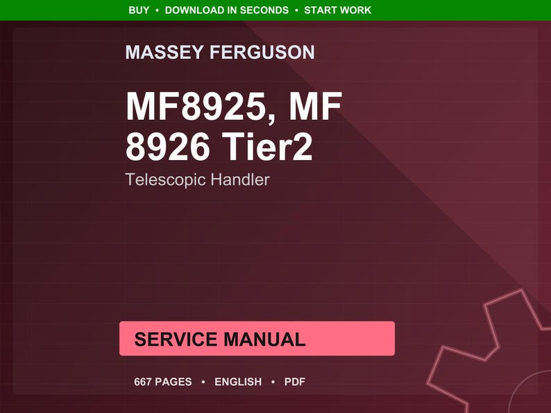 Massey Ferguson Mf8925 MF 8926 Tier2 Teleskoplader Bedienungsanleitung PDF | Werkstattreparatur | Sofort Download Bild 1