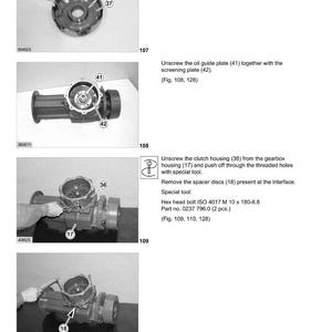 Peut inclure: Sch&eacute;ma des composants de l'entra&icirc;nement de la roue arri&egrave;re, comprenant une rondelle de but&eacute;e, un porte-ext&eacute;rieur, une plaque de guidage d'huile, une plaque de protection, un carter d'embrayage, un carter de bo&icirc;te de vitesses et des disques d'&eacute;cartement.