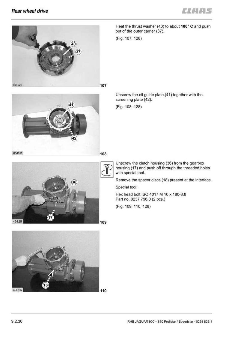 Peut inclure: Sch&eacute;ma des composants de l'entra&icirc;nement de la roue arri&egrave;re, comprenant une rondelle de but&eacute;e, un porte-ext&eacute;rieur, une plaque de guidage d'huile, une plaque de protection, un carter d'embrayage, un carter de bo&icirc;te de vitesses et des disques d'&eacute;cartement.