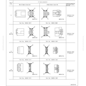 May include: Diagram of connector contact connections, including male and female housings, with part numbers and testing information. The table shows connectors with 8, 10, 12, and 16 pins. Text includes "Connector Contact Connection Table" and "40 Troubleshooting."