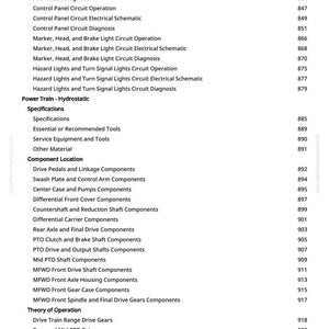 May include: A page from a manual with a list of technical terms and page numbers. The text includes terms like "Charging Circuit Diagnosis," "PTO Circuit Operation," and "Specifications."