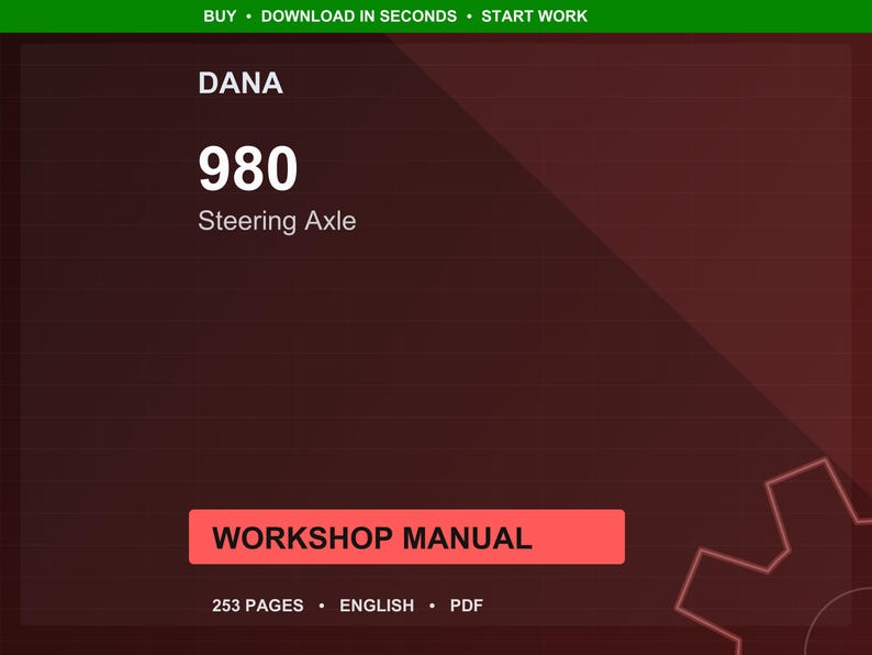 Dana 980 Steering axle Workshop Manual PDF | Service Repair | Instant Download image 1