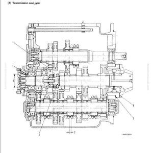 May include: Diagram of a transmission case and gear, labeled with numbers and letters. The image is a technical drawing with the words "TRANSMISSION" and "MAINTENANCE STANDARD" at the top. The diagram is in black and white.