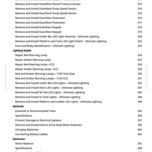 May include: A manual page detailing procedures such as lighting repair, battery maintenance, and generator installation. The text is black on white, with a list of numbered instructions and page numbers.