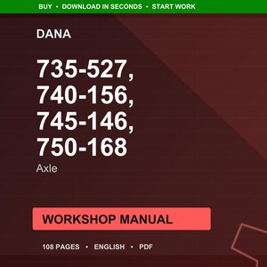 Dana 735 527 740 156 745 146 750 168 Axle Workshop Manual PDF | Service Repair | Instant Download image 1