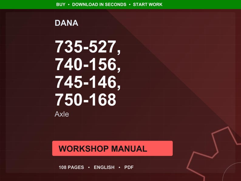 Dana 735 527 740 156 745 146 750 168 Axle Workshop Manual PDF | Service Repair | Instant Download image 1