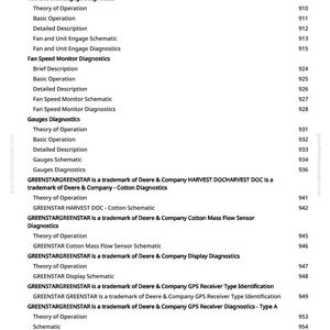 May include: A white page with a detailed table of contents from a manual. The text includes terms like "Fan Engage Diagnostics", "Gauges Diagnostics", and "GPS Receiver Diagnostics". The page number "15" is at the bottom.