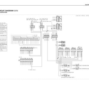 May include: Electrical circuit diagram for a loading shovel, labeled as (7/7). The diagram includes wiring tables, various switches, and specifications. The text "ELECTRICAL CIRCUIT DIAGRAM" is at the top.