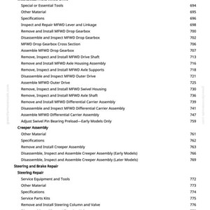 May include: A manual page detailing automotive repair procedures. Sections include "Mechanical Front Wheel Drive" and "Steering and Brake Repair." The text is black on white, with page numbers on the right-hand side.