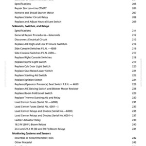 Puede incluir: Una p&aacute;gina de manual con una lista de procedimientos de reparaci&oacute;n automotriz, incluyendo desconexiones de circuitos el&eacute;ctricos, reemplazo de interruptores y ajustes de rel&eacute;s. Texto negro sobre fondo blanco.