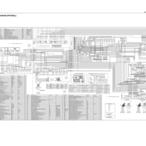 K&ouml;nnte beinhalten: Ein detailliertes elektrisches Diagramm mit der Bezeichnung "Electrical Diagram (Optional)". Das Diagramm ist komplex, mit zahlreichen Linien, Symbolen und Textfeldern, die wahrscheinlich die Verkabelung und Komponenten eines Systems darstellen. Das Bild ist in Schwarzwei&szlig;.