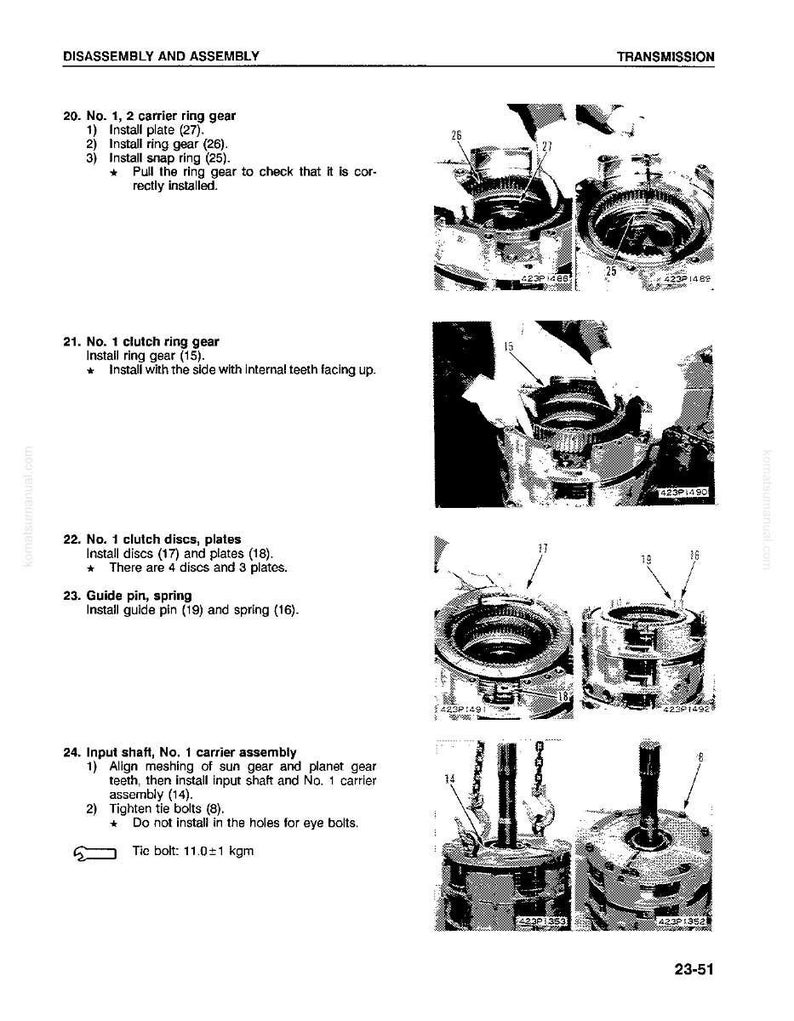Peut inclure: Un sch&eacute;ma technique en noir et blanc intitul&eacute; "D&Eacute;MONTAGE ET ASSEMBLAGE" et "TRANSMISSION". Le sch&eacute;ma comprend des instructions num&eacute;rot&eacute;es et des images de composants m&eacute;caniques, notamment des bagues, des plaques et des arbres. Le texte comprend des mesures.