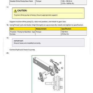 May include: Diagram of mechanical components with labels and specifications. Includes a linkage arm, nuts, and other parts. Text provides torque specifications in lb.-ft. and N-m for tightening various components.