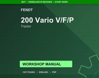 Fendt 200 Vario v f p Tractor Workshop Manual PDF | Service Repair | Instant Download