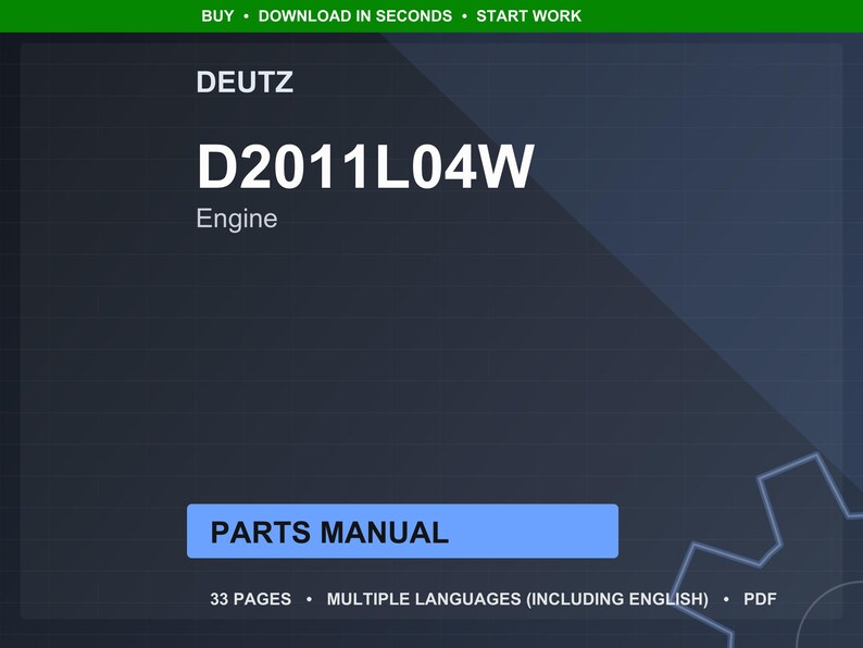 Deutz D2011l04w Engine Parts Manual PDF | Illustrated Catalog | Instant Download image 1