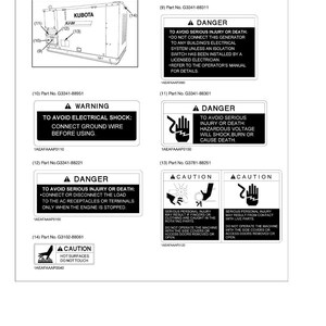 Instrukcja obsługi generatora diesla Kubota KJ 13 20 USA w formacie PDF | Naprawa serwisowa | Natychmiastowe pobranie zdjęcie 9