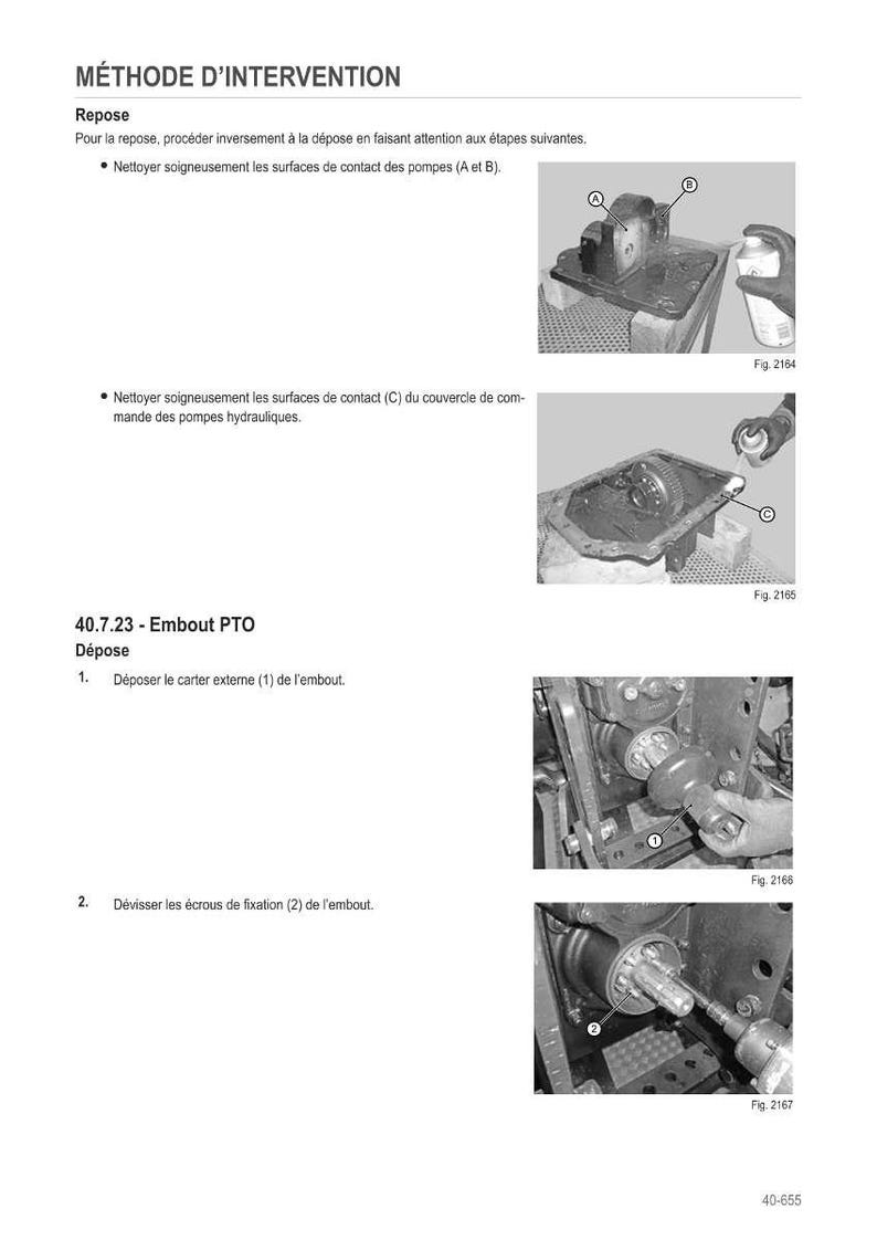 May include: Diagrams and instructions for mechanical procedures. The text reads "M&Eacute;THODE D'INTERVENTION" and details steps for reassembly and disassembly of parts, including cleaning contact surfaces and removing components.