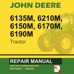 John Deere 6135 M, 6210 M, 6150 M, 6170 M, 6190 M traktorreparationsmanual i pdf-format | Service och verkstad | Direkt nedladdning bild 1
