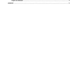 May include: A white page with the heading "SECTION 2" and the subheading "CONTENTS." The page lists "TECHNICAL SPECIFICATIONS," "General features," "Engine Oil Selection," and "ANNEXES." The edition is 12-2020.