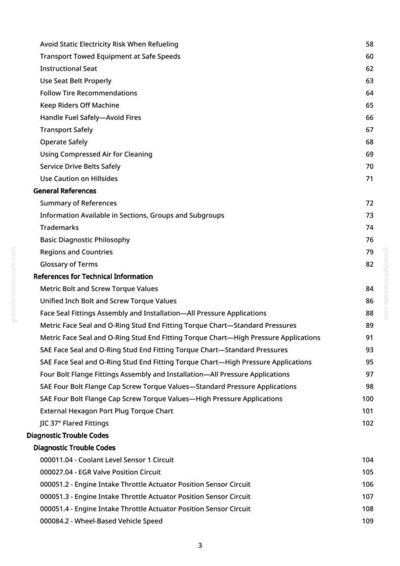 May include: A page from a manual with a list of safety instructions and technical references. Topics include refueling, seat belts, and diagnostic trouble codes. The page has a white background with black text.