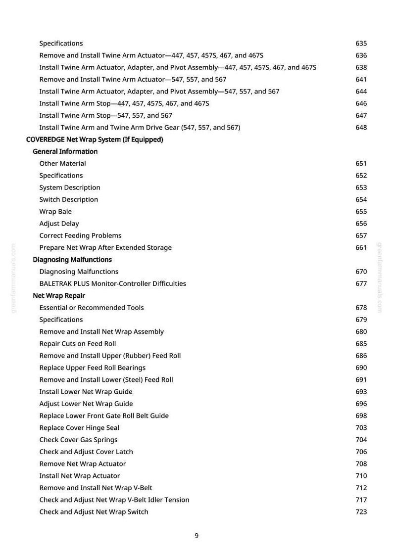 John Deere 447 457 467 547 557 567 Silage Special Baler Repair Manual PDF | Service Workshop | Instant Download image 11