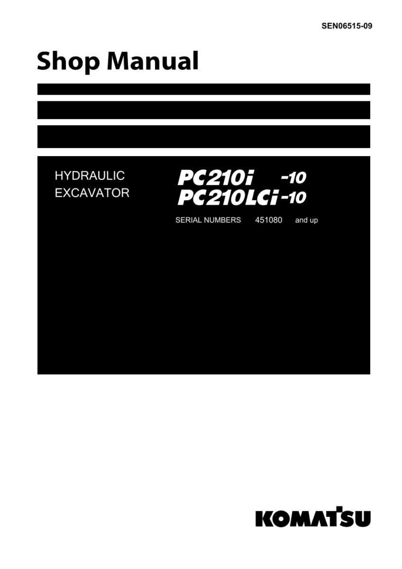 May include: A black and white shop manual cover. The text "Shop Manual" is at the top. Below, it reads "HYDRAULIC EXCAVATOR" and "PC210i -10 PC210LCi -10". The Komatsu logo is at the bottom.