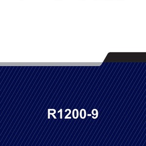 May include: A service manual with the text "SERVICE MANUAL" in black at the top. The bottom section is dark blue with white diagonal lines and the text "R1200-9". A gray stripe separates the two sections.