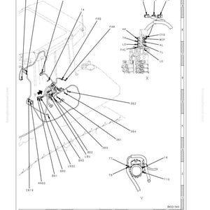 Pu&ograve; includere: Diagramma tecnico da un manuale intitolato "40 Risoluzione dei problemi" che mostra componenti meccanici dettagliati. L'immagine include etichette e numeri, come "TGI", "CLG" e "362", con linee che collegano le parti.