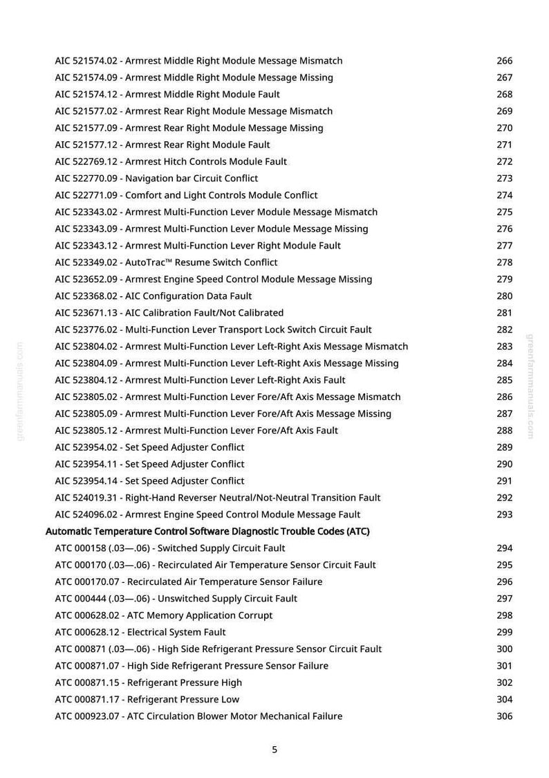 May include: A manual page detailing automotive diagnostic trouble codes, covering armrest and engine faults. The text is black on white, with page numbers on the right-hand side.