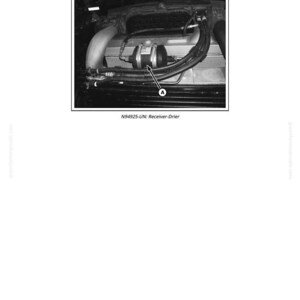 May include: Black and white image of a receiver-drier component, labeled with the text "Receiver-Drier". The component is part of a larger mechanical system, with various tubes and connections visible. The image also includes the text "N94925-UN: Receiver-Drier".