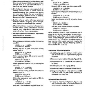 Pode incluir: Um diagrama t&eacute;cnico detalhado com texto e medidas para um conjunto de transmiss&atilde;o final. A p&aacute;gina inclui instru&ccedil;&otilde;es para limpeza, inspe&ccedil;&atilde;o e instala&ccedil;&atilde;o de rolamentos de engrenagem aranha, com medidas em mm.