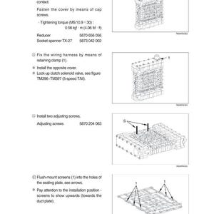 May include: Diagram of mechanical components with instructions. Includes steps for assembly, tightening torque, and installing screws. Measurements are in lbf&middot;ft.