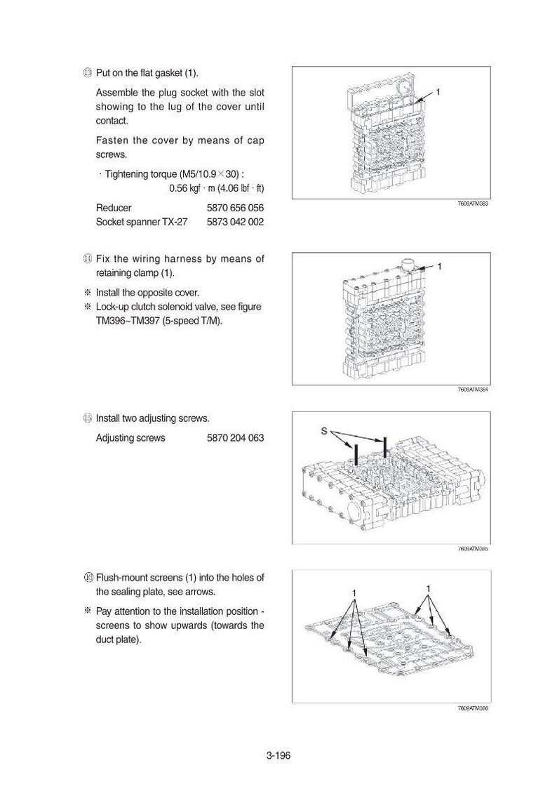 May include: Diagram of mechanical components with instructions. Includes steps for assembly, tightening torque, and installing screws. Measurements are in lbf&middot;ft.