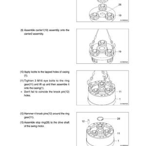 May include: Diagram of mechanical components, including gears, plates, and bolts, with labels and assembly instructions. The image shows various stages of assembly, with detailed illustrations of each step.