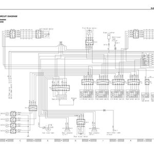 May include: A detailed black and white electrical circuit diagram for a cab, with numerous labeled components and wiring. The diagram includes text such as "CAB ELECTRICAL CIRCUIT DIAGRAM" and serial numbers.