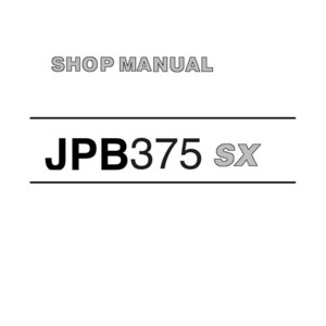 K&ouml;nnte beinhalten: Wei&szlig;es Werkstatthandbuch mit dem Komatsu-Logo oben links. Der Text "SHOP MANUAL" ist zentriert, darunter "JPB375 SX". Das Datum "12/2002" und die Revisionsnummer stehen unten.