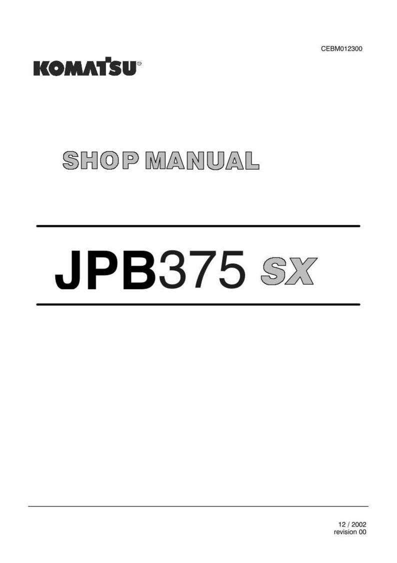 K&ouml;nnte beinhalten: Wei&szlig;es Werkstatthandbuch mit dem Komatsu-Logo oben links. Der Text "SHOP MANUAL" ist zentriert, darunter "JPB375 SX". Das Datum "12/2002" und die Revisionsnummer stehen unten.