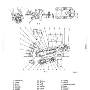 May include: Diagram of a steering and brake control valve, labeled with part names and cross-sectional views. The image is a technical illustration with detailed mechanical components, including springs, pistons, and valves. The diagram is labeled with the text "Structure and Function".
