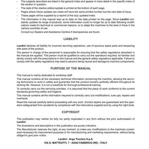 Peut inclure: Manuel imprim&eacute; pour tracteurs Rex 4 de Landini, avec des sections sur l'introduction, la responsabilit&eacute; et l'objectif. Le manuel fournit des informations techniques pour l'entretien et des consignes de s&eacute;curit&eacute;. Le logo Argo Tractors est affich&eacute;.