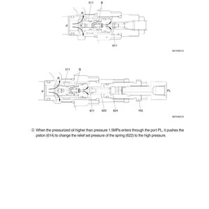 May include: Technical diagram illustrating the internal components of a mechanical device. The image includes detailed schematics with labels such as "511", "611", and "622", and text describing the function of the parts. The diagram is in black and white.